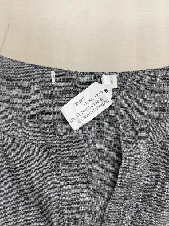 nwot NUTHATCH Maine lagenlook artist linen tunic 3/4 sleeve gray blouse top S - Picture 2 of 8